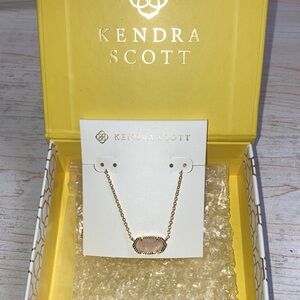 Kendra Scott Gold Necklace with Blush Stone